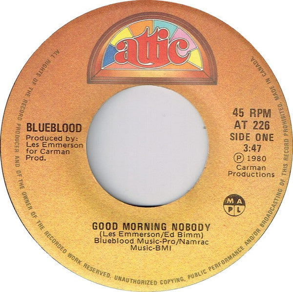 Blueblood (3) : Good Morning Nobody (7", Single)