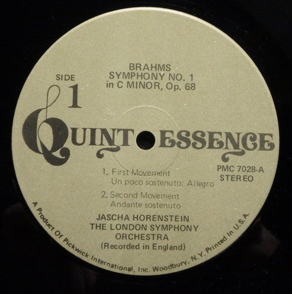 Johannes Brahms, Jascha Horenstein, London Symphony Orchestra : Symphony No. 1 (LP, Album)