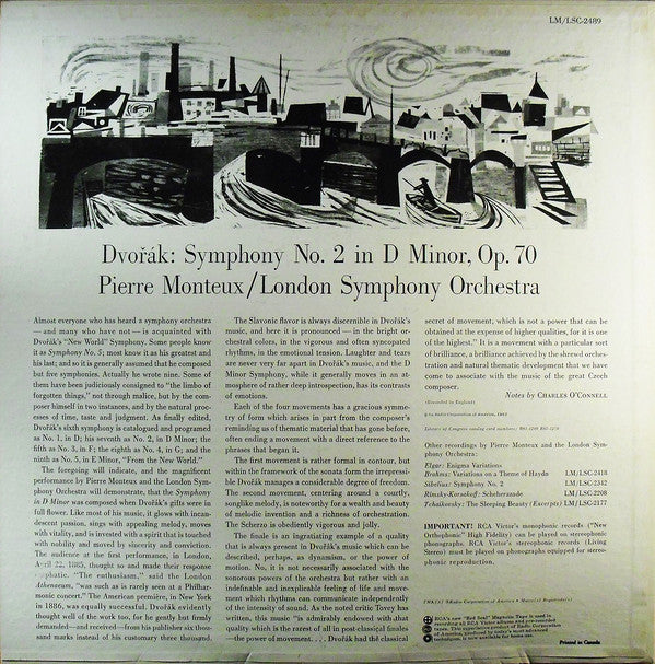 Antonín Dvořák - Pierre Monteux / London Symphony Orchestra : Symphony No. 2 (LP, Mono)