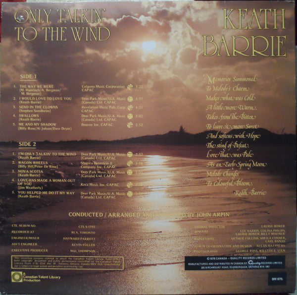 Keath Barrie : Only Talkin' To The Wind (LP)