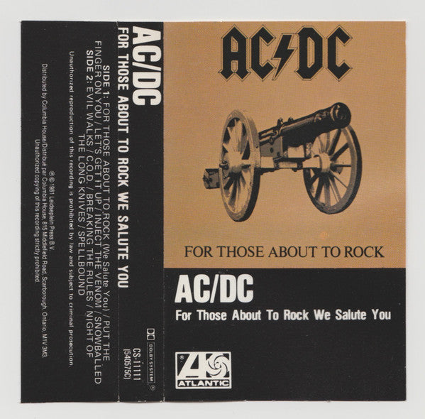 AC/DC : For Those About To Rock We Salute You (Cass, Album, Club, Dol)