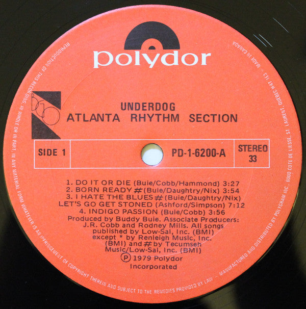 Atlanta Rhythm Section : Underdog (LP, Album)
