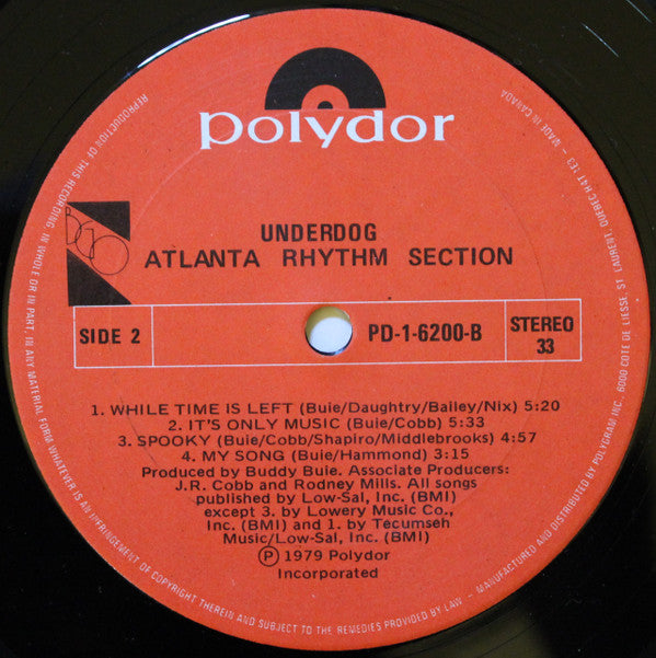 Atlanta Rhythm Section : Underdog (LP, Album)