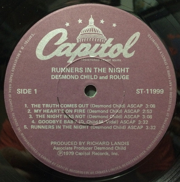 Desmond Child And Rouge : Runners In The Night (LP, Album)