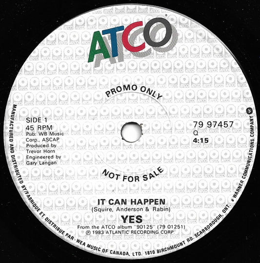 Yes : It Can Happen (7", Promo)