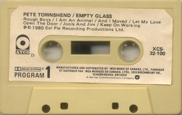 Pete Townshend : Empty Glass (Cass, Album, Dol)