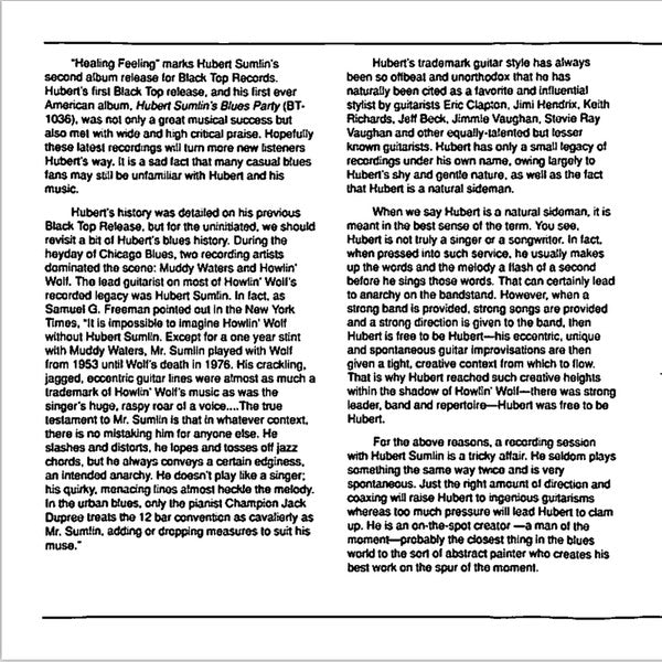 Hubert Sumlin Featuring James "Thunderbird" Davis, Ronnie Earl, Darrell Nulisch : Healing Feeling (CD, Album)