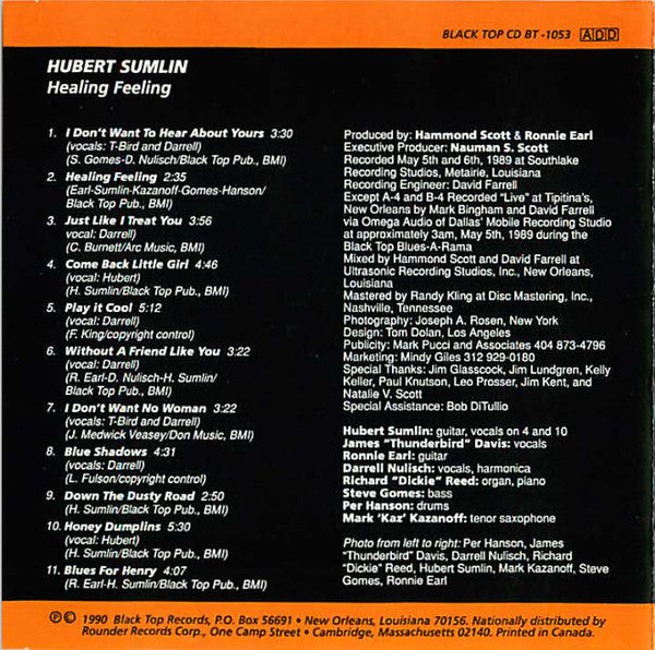 Hubert Sumlin Featuring James "Thunderbird" Davis, Ronnie Earl, Darrell Nulisch : Healing Feeling (CD, Album)