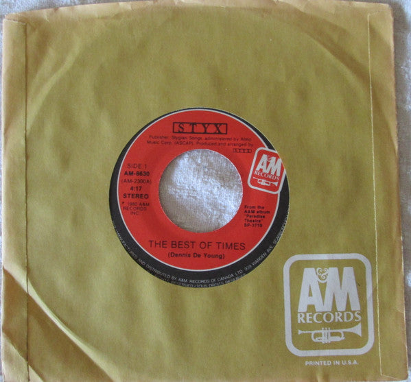 Styx : The Best Of Times (7", Single)