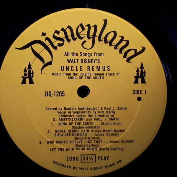 Various : Walt Disney's Uncle Remus (Music From The Original Sound Track Of Song Of The South) (LP, Album)