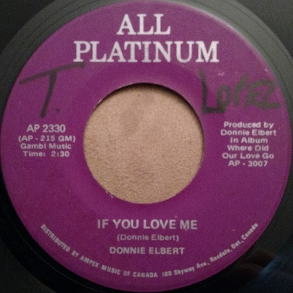 Donnie Elbert : Where Did Our Love Go / That's If You Love Me (7", Single)