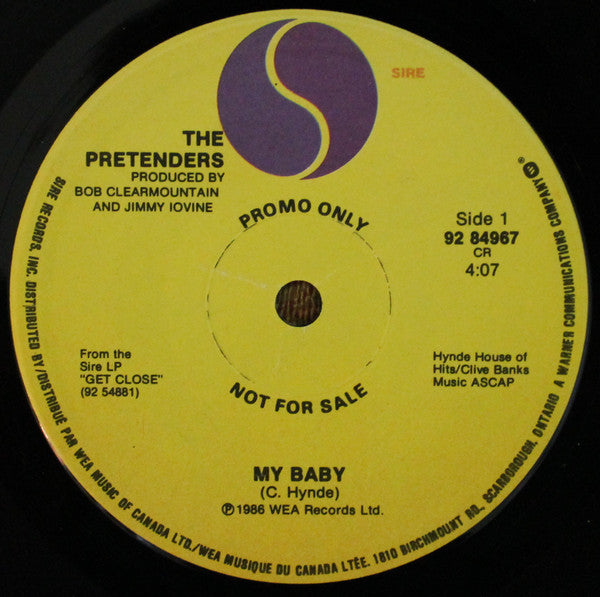 The Pretenders : My Baby (7", Single, Promo)