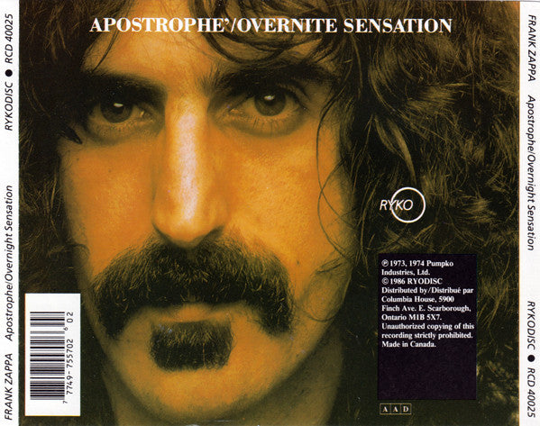 Frank Zappa : Apostrophe' / Overnite Sensation (CD, Comp, Club, RE)