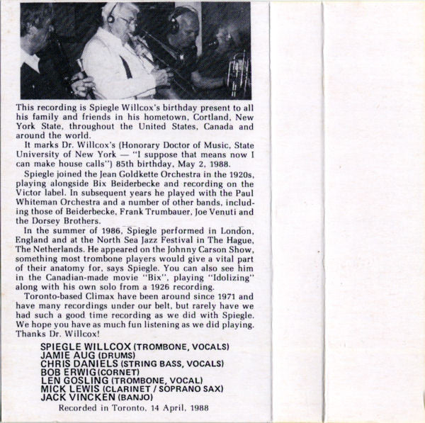 Spiegle Willcox, Climax Jazz Band : Spiegle Willcox And The Climax Jazz Band (Cass, Album, Dol)