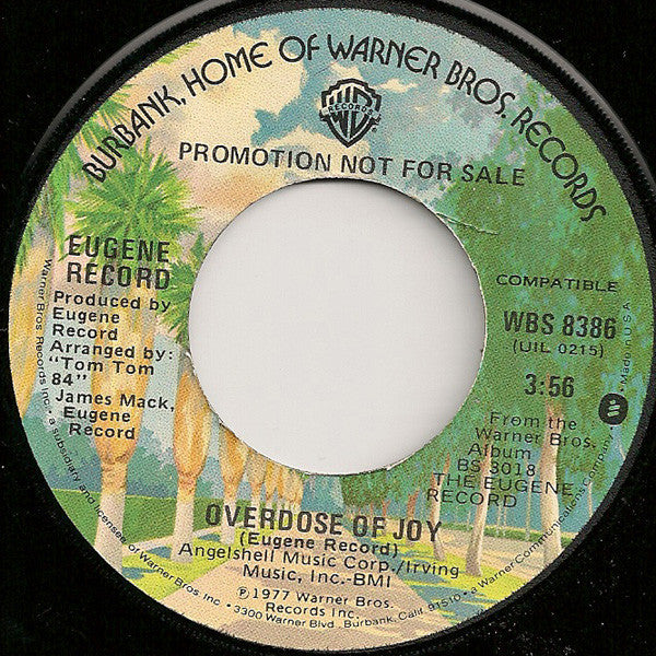 Eugene Record : Overdose Of Joy (7", Mono, Promo)