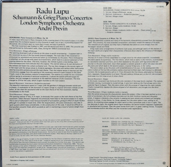 Schumann* & Grieg* - Radu Lupu, London Symphony Orchestra, André Previn : Piano Concertos (LP, Album)