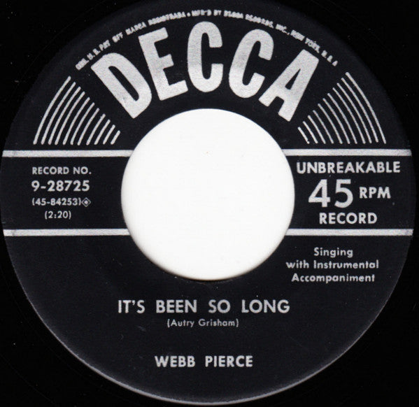 Webb Pierce : Don't Throw Your Life Away / It's Been So Long (7", Single)