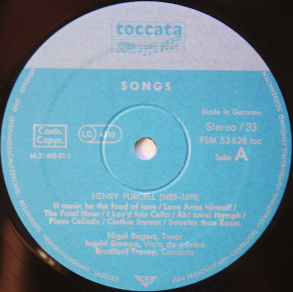 Henry Purcell / John Blow - Nigel Rogers (2), Ingrid Stampa, Bradford Tracey : Songs (LP)