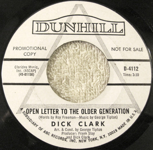 Dick Clark (2) : Open Letter To The Older Generation / The Fable Of Fun Country (7", Promo)