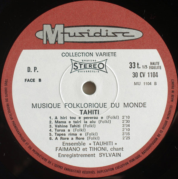 Ensemble Tauhiti* : Tahiti (LP, RE)