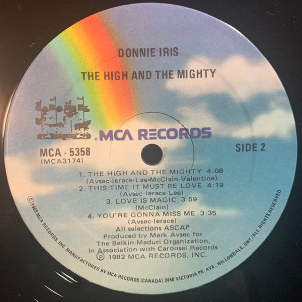 Donnie Iris And The Cruisers : The High And The Mighty (LP, Album)