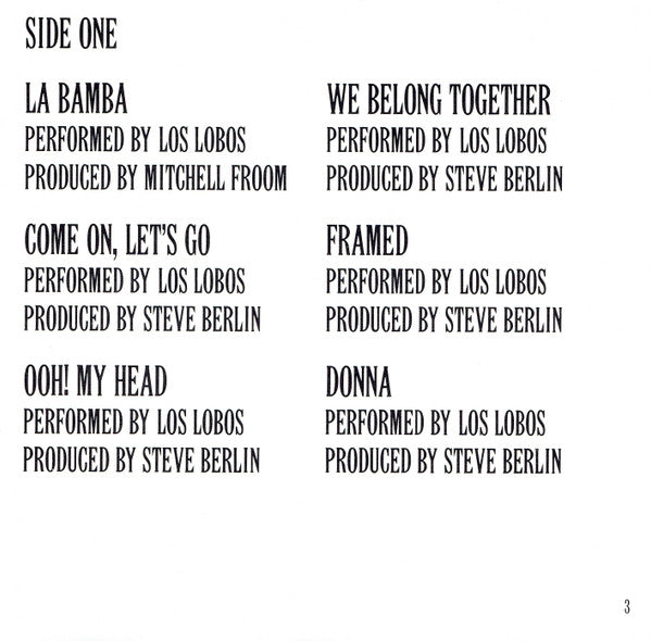 Various : La Bamba (Original Motion Picture Soundtrack) (CD, Album, Comp, Club)