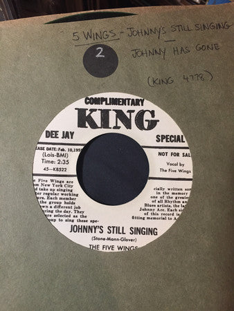 The Five Wings : Johnny's Still Singing / Johnny Has Gone (7", Single, Promo)