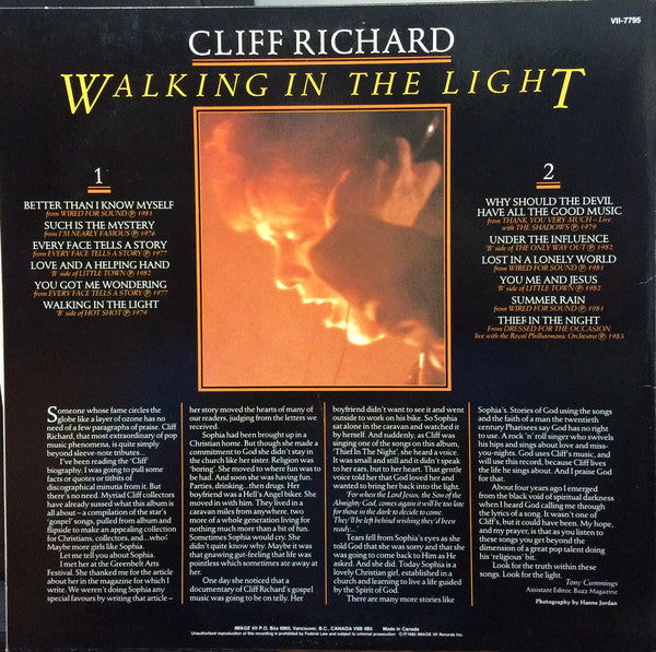 Cliff Richard : Walking In The Light (LP, Comp)