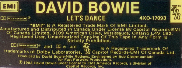 David Bowie : Let's Dance (Cass, Album)