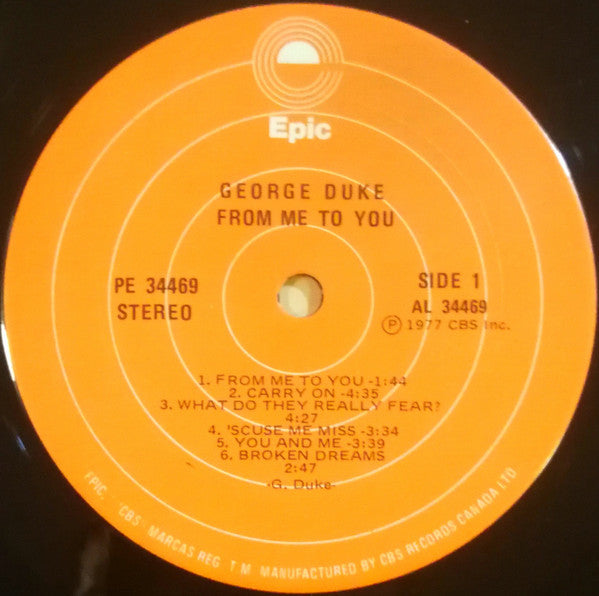 George Duke : From Me To You (LP, Album)