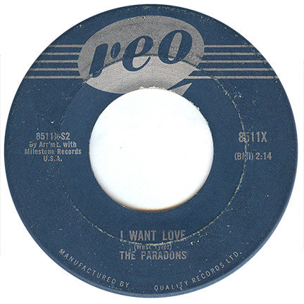 The Paradons : Diamonds And Pearls / I Want Love (7", Single)