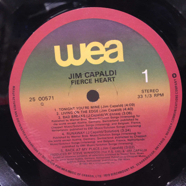 Jim Capaldi : Fierce Heart (LP, Album)