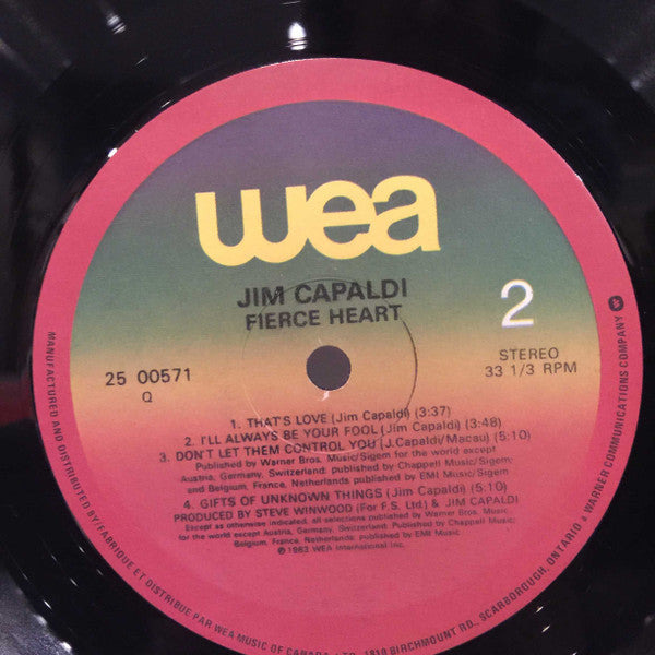 Jim Capaldi : Fierce Heart (LP, Album)