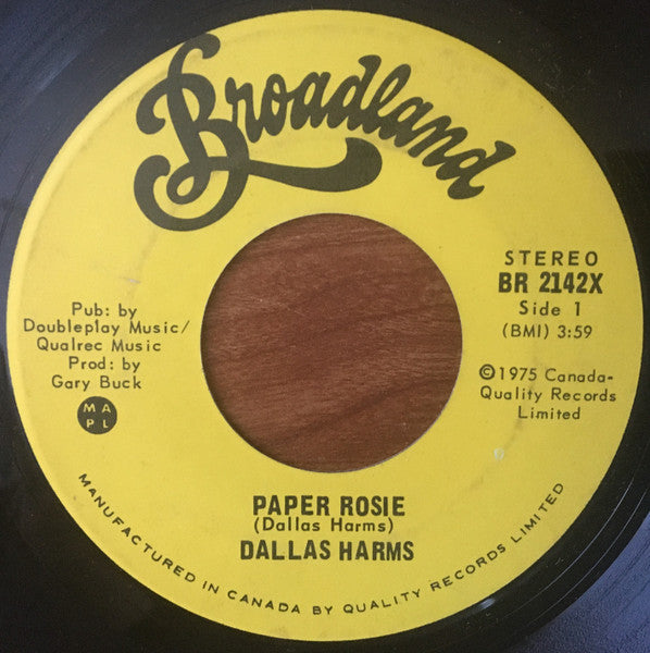 Dallas Harms : Paper Rosie (7", Single)