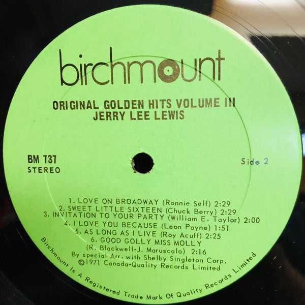 Jerry Lee Lewis : Original Golden Hits Volume III (LP, Comp)