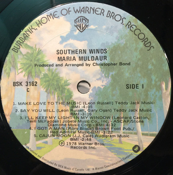 Maria Muldaur : Southern Winds (LP, Album)