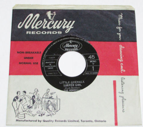 The Hondells : Little Sidewalk Surfer Girl / Come On (Pack It On) (7", Single, Mono)