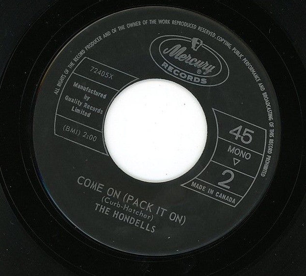The Hondells : Little Sidewalk Surfer Girl / Come On (Pack It On) (7", Single, Mono)
