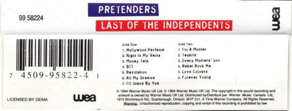 The Pretenders : Last Of The Independents (Cass, Album, Dol)