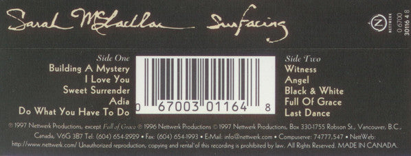 Sarah McLachlan : Surfacing (Cass, Album, Dol)