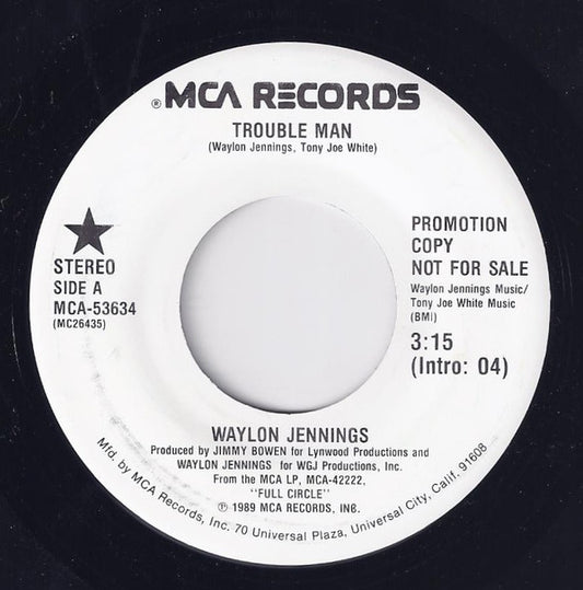 Waylon Jennings : Trouble Man (7", Promo)