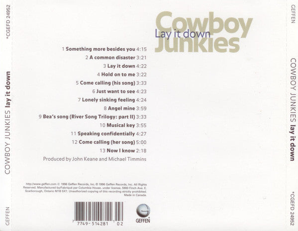 Cowboy Junkies : Lay It Down (CD, Album, Club)
