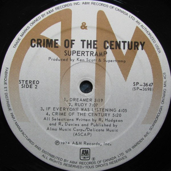 Supertramp : Crime Of The Century (LP, Album, RE)