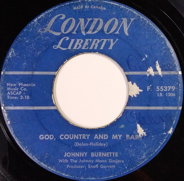 Johnny Burnette : God, Country And My Baby / Honestly I Do (7", Single)