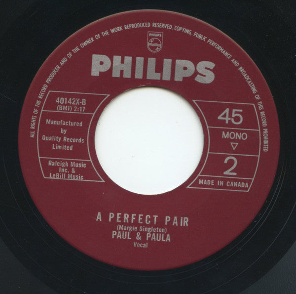 Paul And Paula* : First Day Back At School (7", Single, Mono)