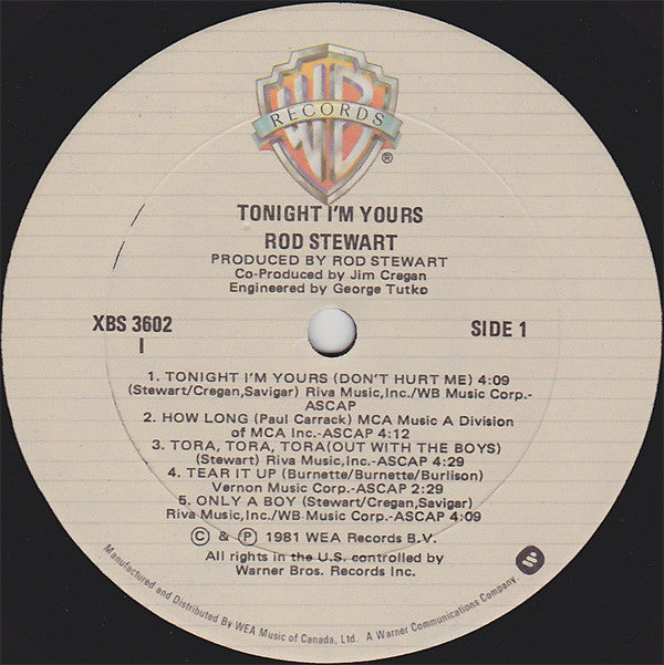 Rod Stewart : Tonight I'm Yours (LP, Album)