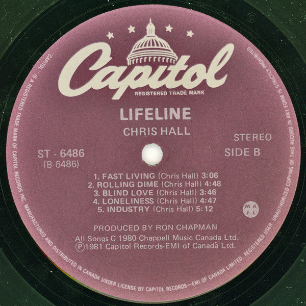 Chris Hall (5) : Lifeline (LP, Album)