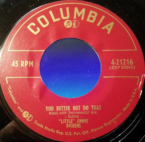 Little Jimmy Dickens : Love Song Of The Bayou / You Better Not Do That (7")