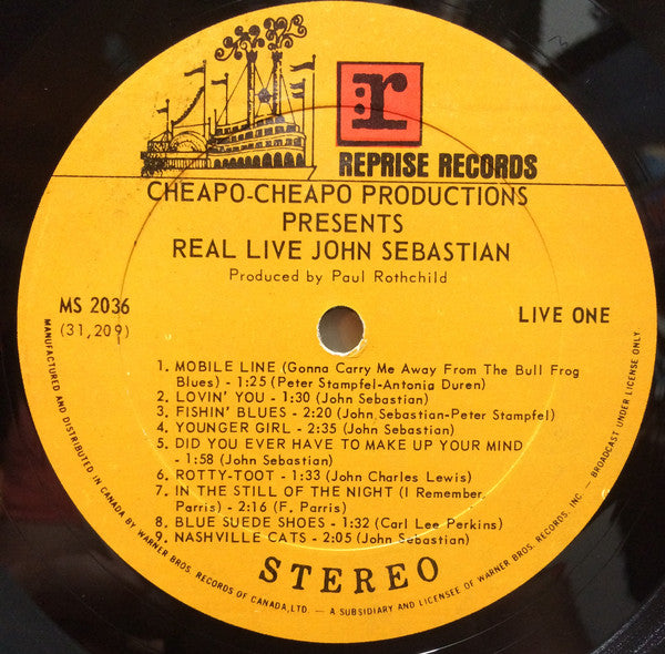 John Sebastian : Cheapo-Cheapo Productions Presents Real Live (LP, Album)
