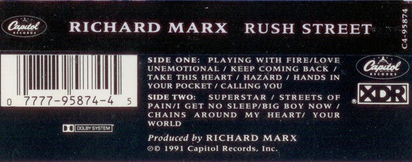Richard Marx : Rush Street (Cass, Album, Dol)